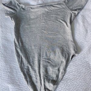 grey off the shoulder body suit